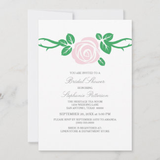 Invitación Elegante Rosa rosa claro con ducha de novia invita