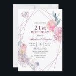 Invitación Elegante rosa rosa geométrico 21º Fiesta de cumple<br><div class="desc">Elegante rosa rosa rosa geométrico 21ª invitación a fiesta de cumpleaños Consulte colección de coincidencias en la tienda</div>