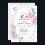 Invitación Elegante rosa rosa geométrico 40 Fiesta de cumplea<br><div class="desc">Elegante Geométrico Rosa Rosa Rosa Rosa 40ª Invitación de fiesta de cumpleaños Consulte colección de coincidencias en la tienda</div>