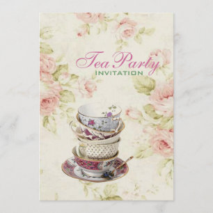Invitación elegante rosa rosa rosa Floral vintage Bridal tea 