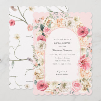 Invitación Elegante rosa rosa rosa primavera jardín ducha de 