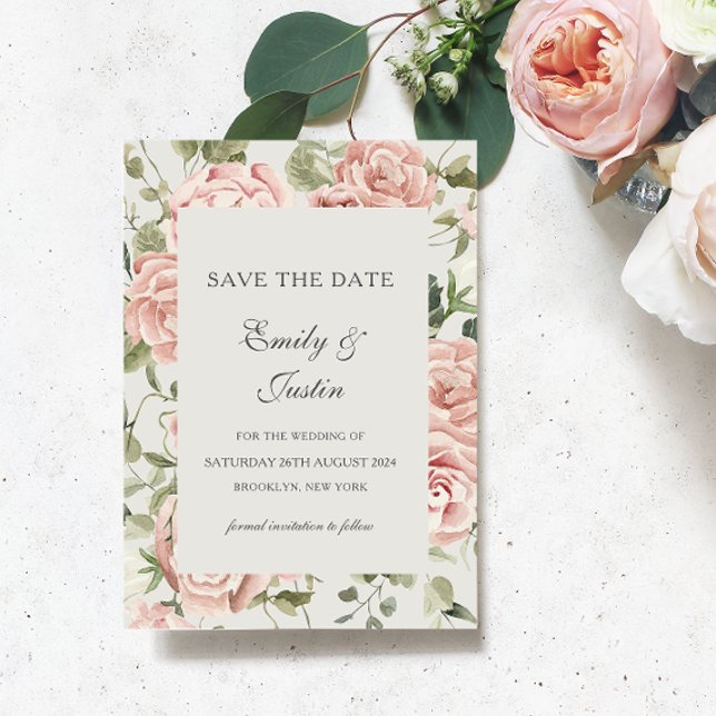 Invitación Elegante Rosa Rosa Rosa Rosa Rosa Rubor Salva la F (Subido por el creador)