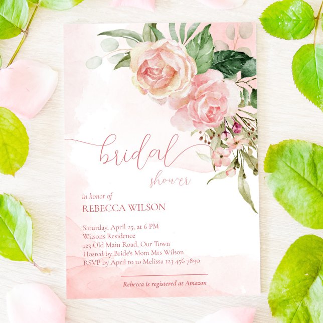 Invitación Elegante rosa rosa rosa rosa suave y suave bienven (Subido por el creador)