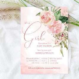 Invitación Elegante rosa rosa rosa rubí es una ducha de bebé