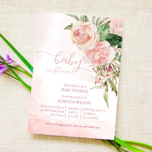 Invitación Elegante rosa rosa rubor bebé en una ducha de bebé