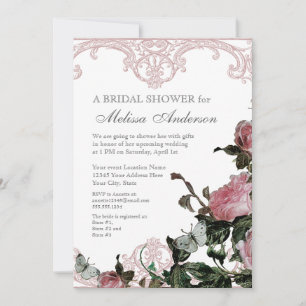 Invitación Elegante Rosa Rosa Trellis Vintage Bridal Shower