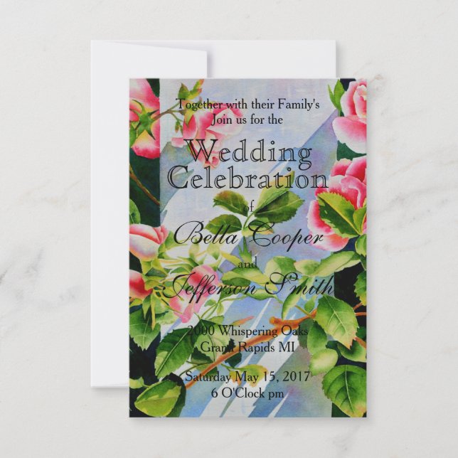 Invitación Elegante rosa rosas acuarela floral (Anverso)