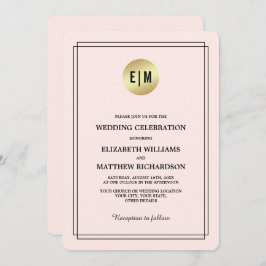 Invitación Elegante rosa Rubor | Boda de oro