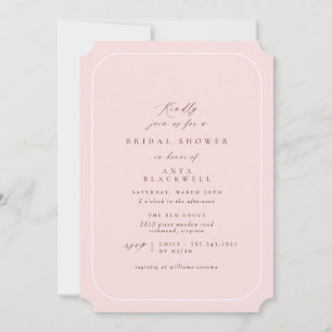 Invitación Elegante rosa Rubor   Ducha de novia clásica
