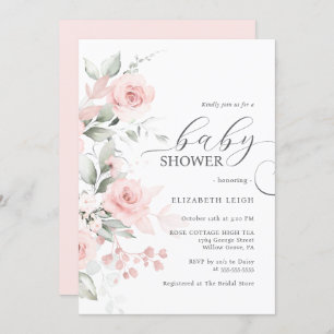 Invitación Elegante Rosa Rubor Pink Baby Shower