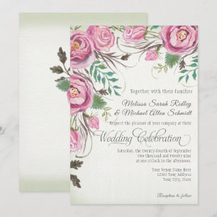 Invitación Elegante Rosa salvaje floral verano Boda de sabio
