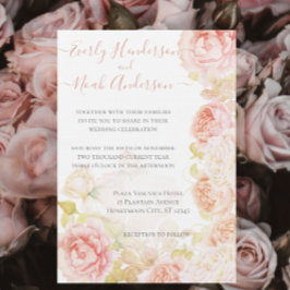 Invitación Elegante Rosa secreto de coral rosado boda jardín