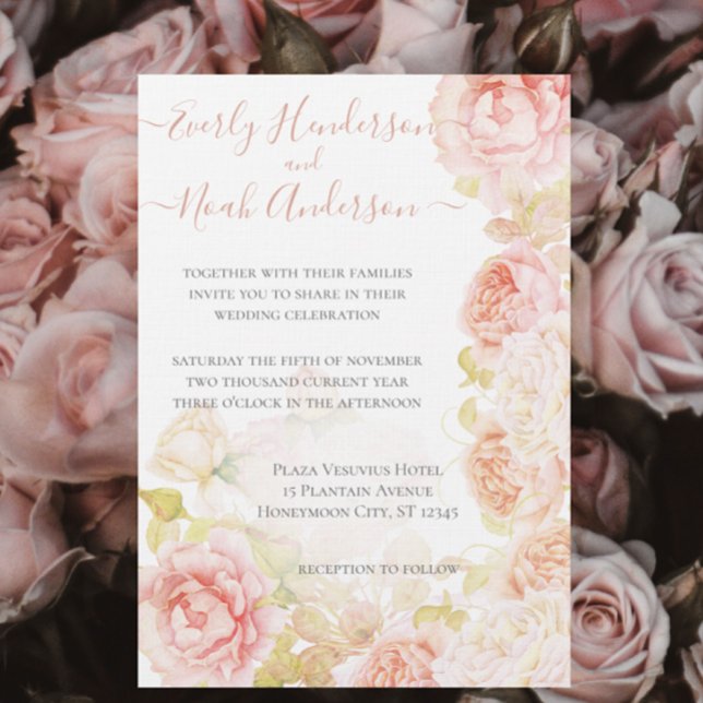 Invitación Elegante Rosa secreto de coral rosado boda jardín (Subido por el creador)