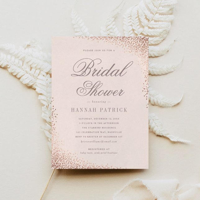Invitación Elegante Rosa Shimmer dorado ducha de novia rosa (Subido por el creador)