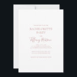 Invitación Elegante Rosa simple Bachelorette de Oro<br><div class="desc">Esta sencilla y elegante invitación a una bachillerato de oro subió es perfecta para su boda de rosa minimalista clásico. El diseño presenta una moda minimalista clásica de color dorado contemporáneo y una delicada caligrafía formal romántica. Es excelente para bodas de lujo en primavera, verano, otoño o invierno. ¡Manténgalo como...</div>