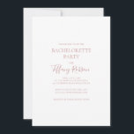 Invitación Elegante Rosa simple Bachelorette de Oro<br><div class="desc">Esta sencilla y elegante invitación a una bachillerato de oro subió es perfecta para su boda de rosa minimalista clásico. El diseño presenta una moda minimalista clásica de color dorado contemporáneo y una delicada caligrafía formal romántica. Es excelente para bodas de lujo en primavera, verano, otoño o invierno. ¡Manténgalo como...</div>