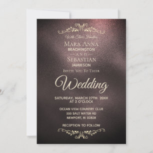 Invitación *~* Elegante Rosa simple Boda irlandés de oro