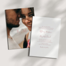 Invitación Elegante Rosa simple foto de oro Boda tradicional