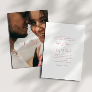 Invitación Elegante Rosa simple foto de oro Boda tradicional