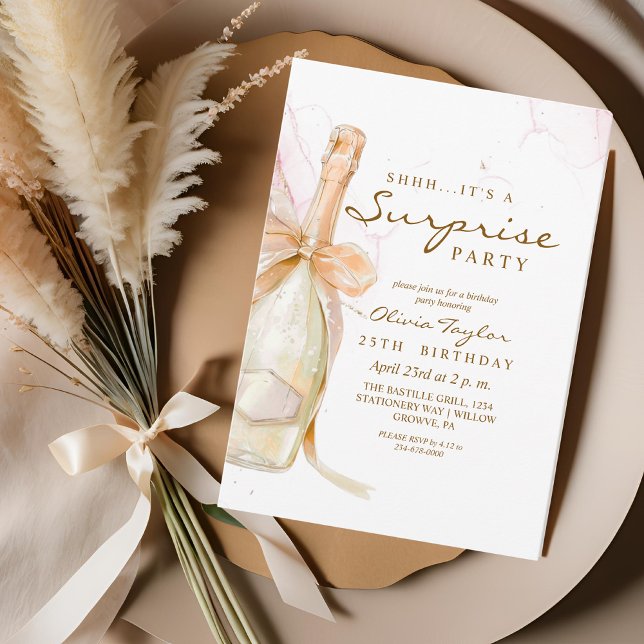 Invitación Elegante Rosa Tema del cumpleaños del champagne ro (Subido por el creador)