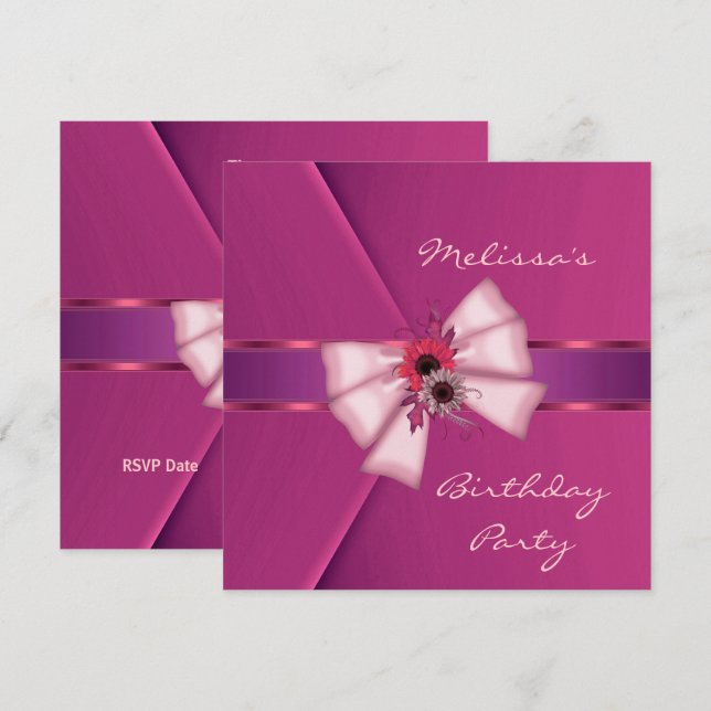 Invitación Elegante Rosa Terciopelo Arco Floral 2 (Anverso / Reverso)