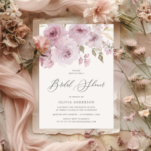Invitación Elegante Rosa turbio acuarela Floral Bridal Shower