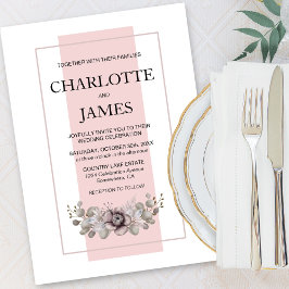 Invitación Elegante Rosa turbio con Boda de hojas de eucalipt