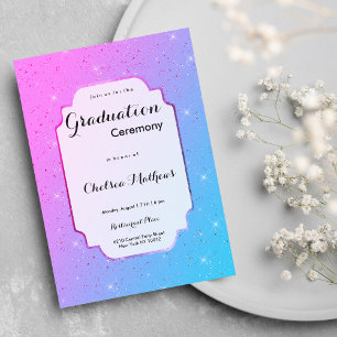 Invitación Elegante rosa verde azulado oscuro purpurina de lu