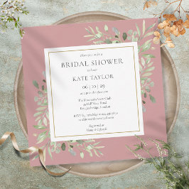 Invitación Elegante Rosa  verde Boda ducha de novia