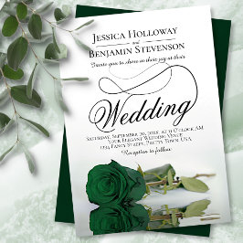 Invitación Elegante Rosa verde esmeralda Boda de escritura de