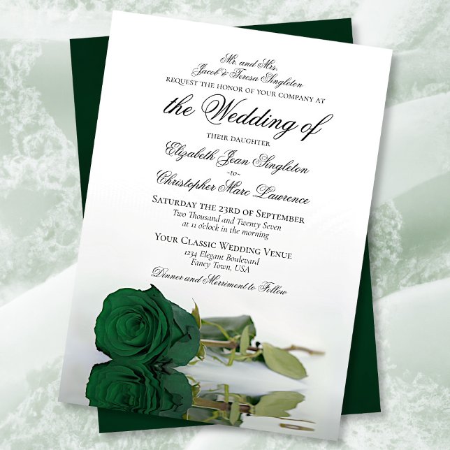 Invitación Elegante Rosa verde esmeralda Boda formal (Subido por el creador)