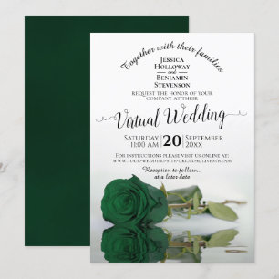 Invitación Elegante Rosa verde esmeralda Boda virtual