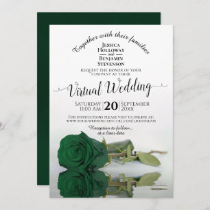 Invitación Elegante Rosa verde esmeralda Boda virtual