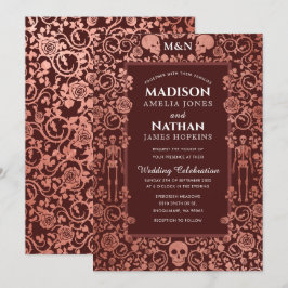 Invitación Elegante Rosa victoriano gótico Boda de Relieve me