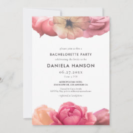 Invitación Elegante rosa vintage Bachelorette Party