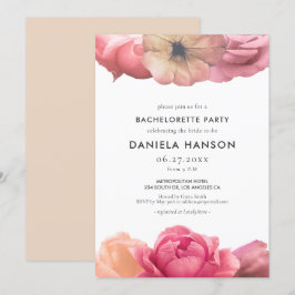 Invitación Elegante rosa vintage Bachelorette Party