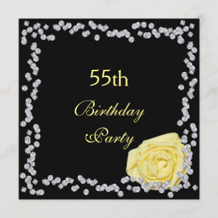 Invitación Elegante Rosa y diamantes 55 cumpleaños