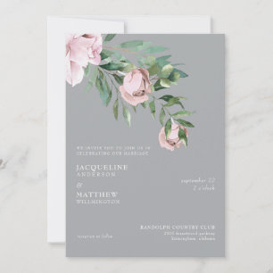 Invitación Elegante Rosa y Gris Boda Sin Padres