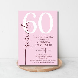 Invitación Elegante rosado Minimalista español 60 cumpleaños