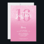 Invitación Elegante rosado moderno 16º cumpleaños<br><div class="desc">Una invitación moderna y sencilla de 16 años con una tipografía caligráfica elegante y un diseño minimalista de color rosa y blanco.</div>