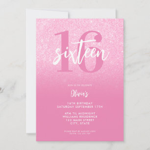 Invitación Elegante rosado moderno 16º cumpleaños
