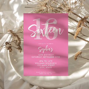 Invitación Elegante rosado moderno 16º cumpleaños