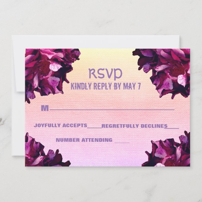 Invitación Elegante, Rosas de boda RSVP (Anverso)