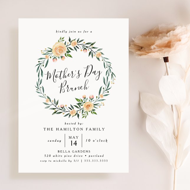Invitación Elegante Rosas de Ensalada Brunch del Día de la Ma (Subido por el creador)