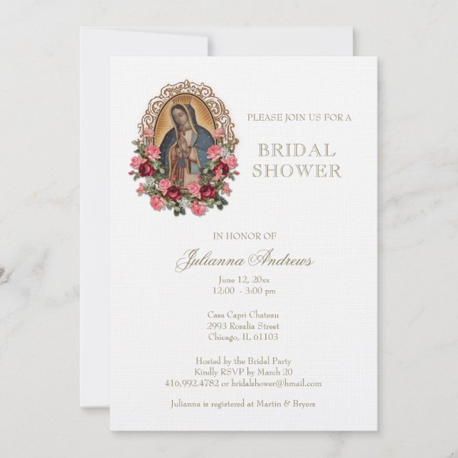 Invitación Elegante Rosas de Guadalupe (Anverso)