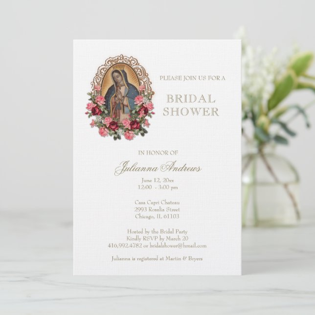 Invitación Elegante Rosas de Guadalupe (Anverso de pie)