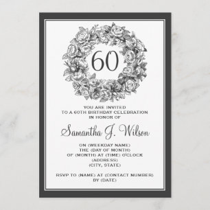 Invitación Elegante Rosas de la época de cumpleaños número 60