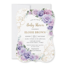 Elegante Rosas de Lavanda Purple Lilac Baby Shower