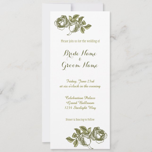 Invitación Elegante Rosas de oro blanco personalizado invitac (Reverso)