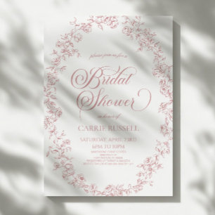 Invitación Elegante rosas florales rosadas arte de línea duch